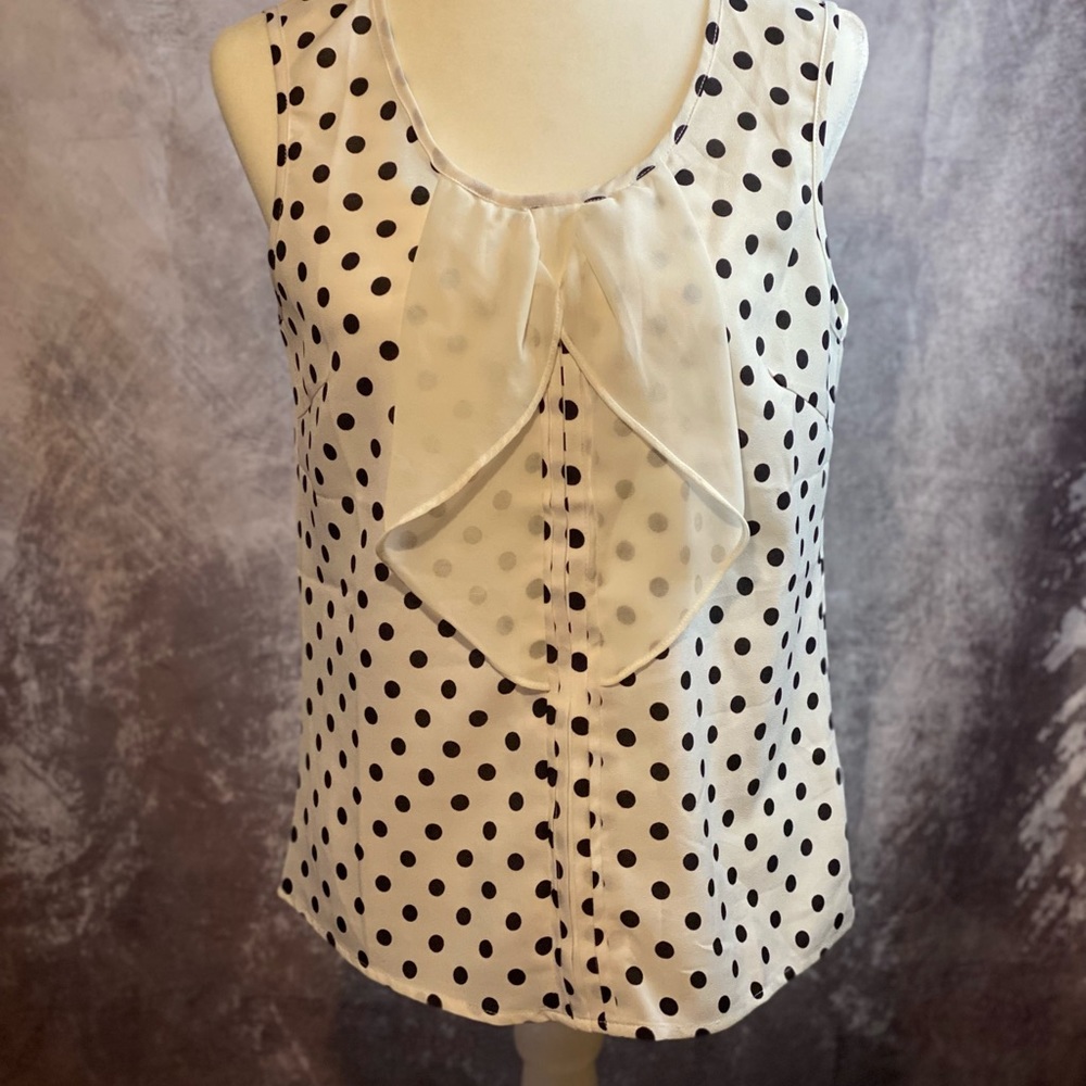 Ezra black polka dot sleeveless blouse